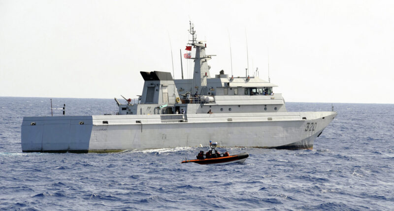 The Moroccan Royal Navy Vessel Rais Charkaoui, alongside a U.S. Coast Guard Over-the-Horizon small boat from the Coast Guard Cutter Legare, conduct the first-ever joint Moroccan/U.S boarding, July 23. The U.S. Coast Guard and the Moroccan Royal Navy partnered for a nine-day joint law enforcement operation in Moroccan territorial waters, which showcased each services tactics, techniques and boarding procedures. The U.S. Coast Guard, under the direction of Commander, U.S. Naval Forces Europe- Commander, U.S. Naval Forces Africa, conducted law enforcement operations with the Moroccan Royal Navy in a partnership to build a safer, more prosperous sea-trade environment in the region.