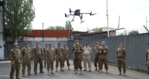 Kazakhstan Armed Forces troops testing an unmanned aerial system