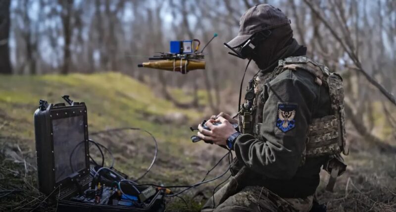 A Ukrainian service member operates a drone as part of the country's Drone Line project. Photo: Ministry of Defence of Ukraine